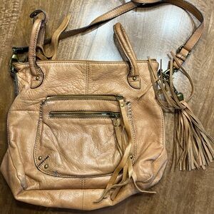 Lucky Brand Camel Leather Shoulder Bag